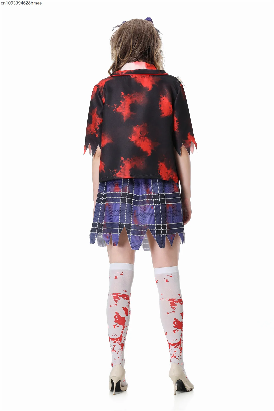 Halloween Zombie Schoolgirl Adult Vampires Cosplay Bloody Socks Top Skirt Outfits School Horrifying Performance Party Costume