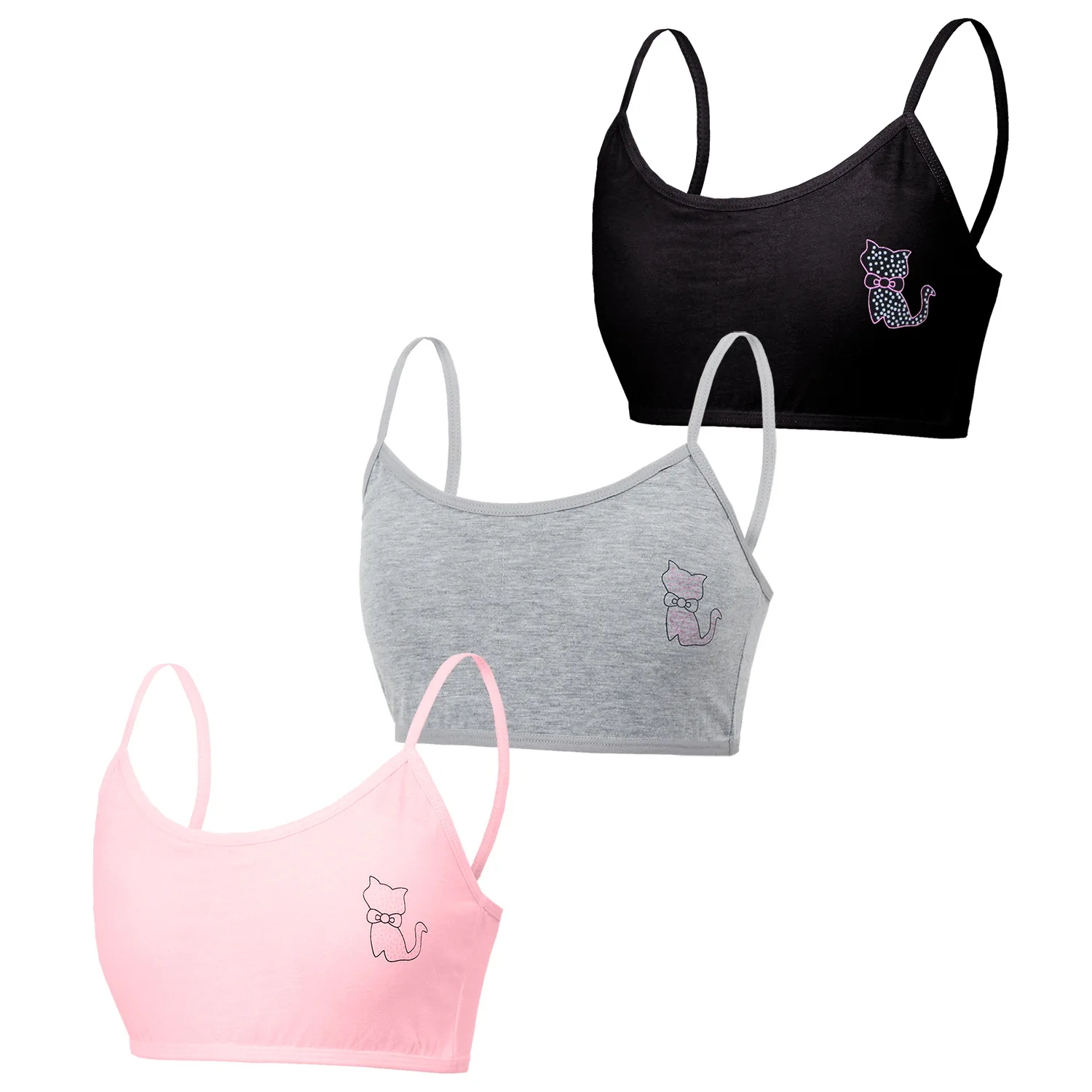 3PCS/lot 8-16Y Sling Pure Cotton Teenage Girls Training Bra Puberty Thin Belt Vest Wireless Children Tank Tops Kids Underwears