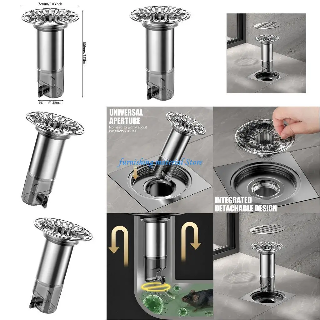 

Y5GD Auto Closing Floor Drain Antiodor Drainer Shower Strainer Cores Hair Catcher