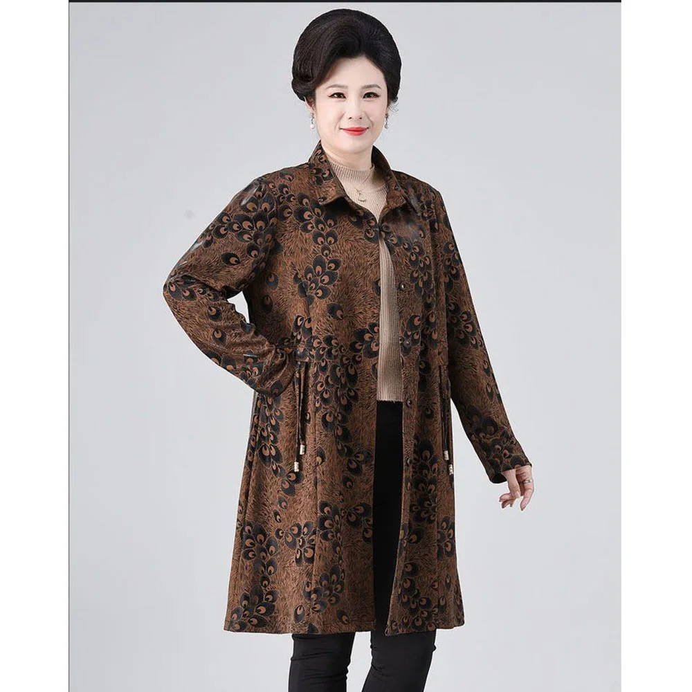 High Quality Women\'s Elegant Trench Coats 2022 Fashion Double-Breasted Belt Jacquard Autumn Winter Outerwear 5XL W989