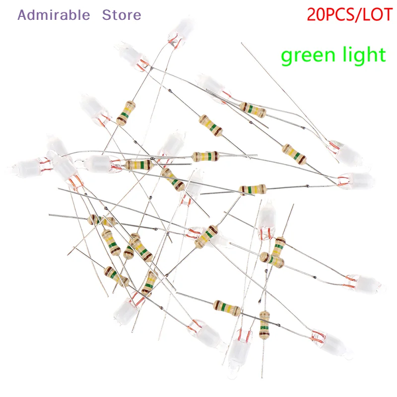 w20PCS Green Indicator Neon Light Sign F4 Neonlight With Resistor 4*10mm Glow Lamp Accessories