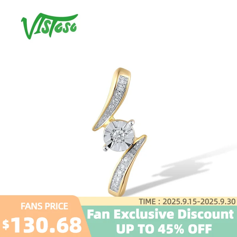 

VISTOSO Genuine 14K 585 Two Tone Gold Pendant For Women Sparkling Diamonds Simple Wedding Anniversary Gifts Fine Jewelry