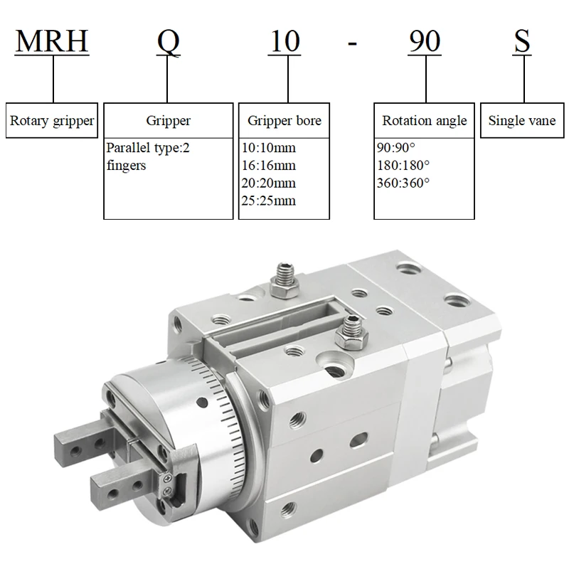 MRHQ10D 16D 20D 25D-90S 180S 360 Rotating Swinging Air Pneumatic Claw MRHQ Series Rotary Gripper Clamping Finger Cylinder