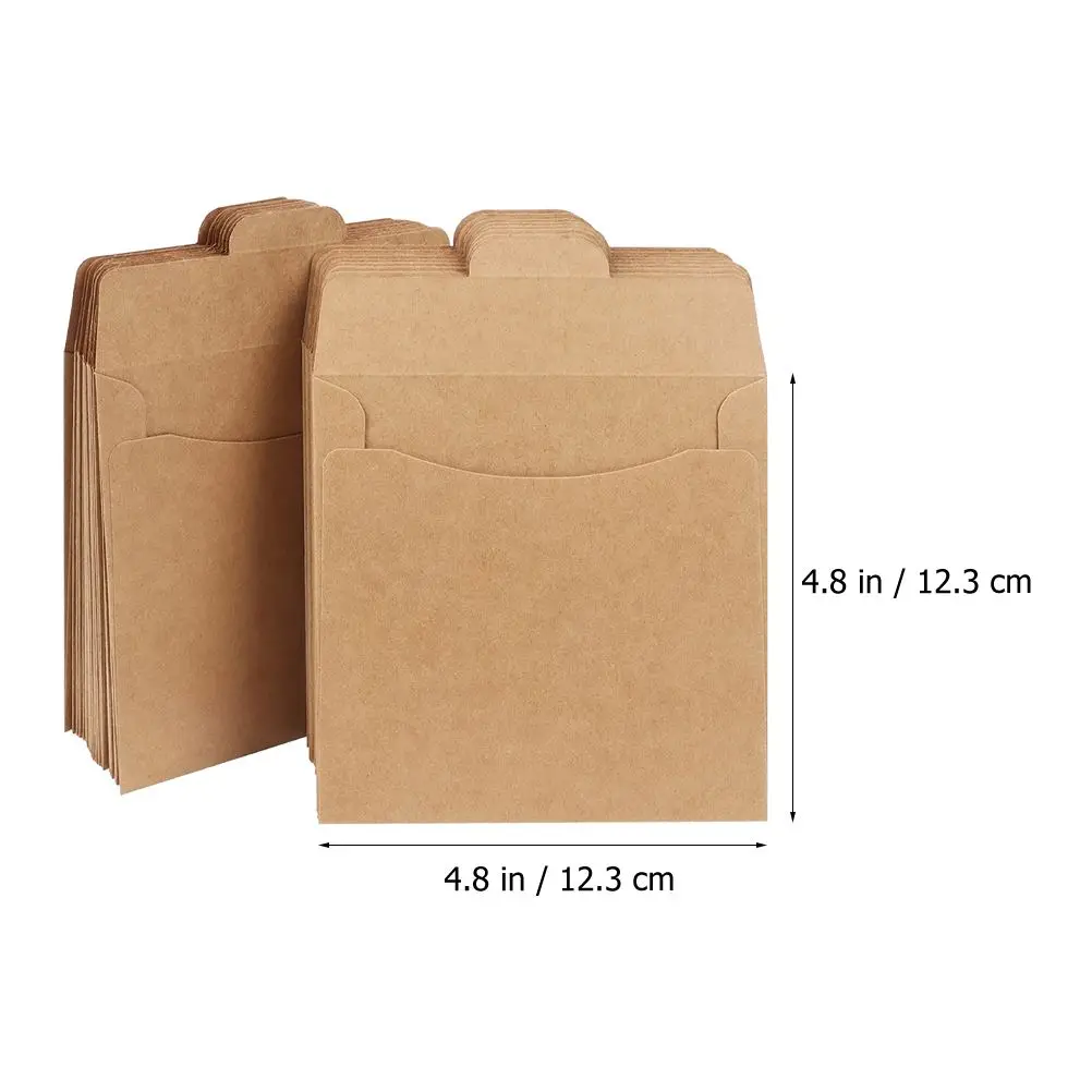 50pcs Kraft Paper Bags CD DVD Disc Paper Sleeves Envelopes Storage Coin Packaging Bag File Pouches