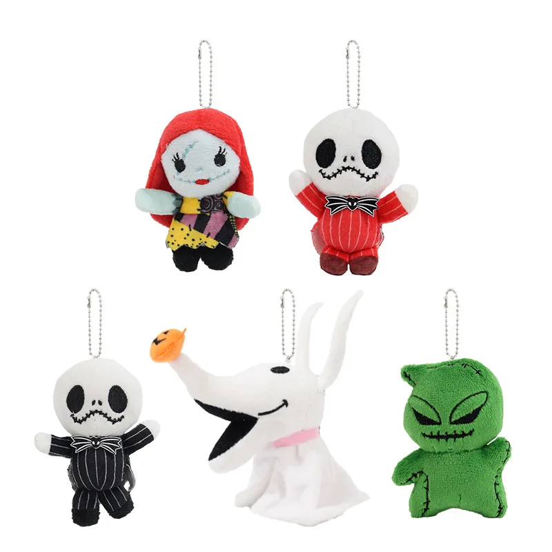 Peluches de 11 cm de Sally y Jack Skellington de Pesadilla Antes de Navidad, Muñeco de Peluche de Zero, Llavero Colgante, Regalos de Cumpleaños y Navidad