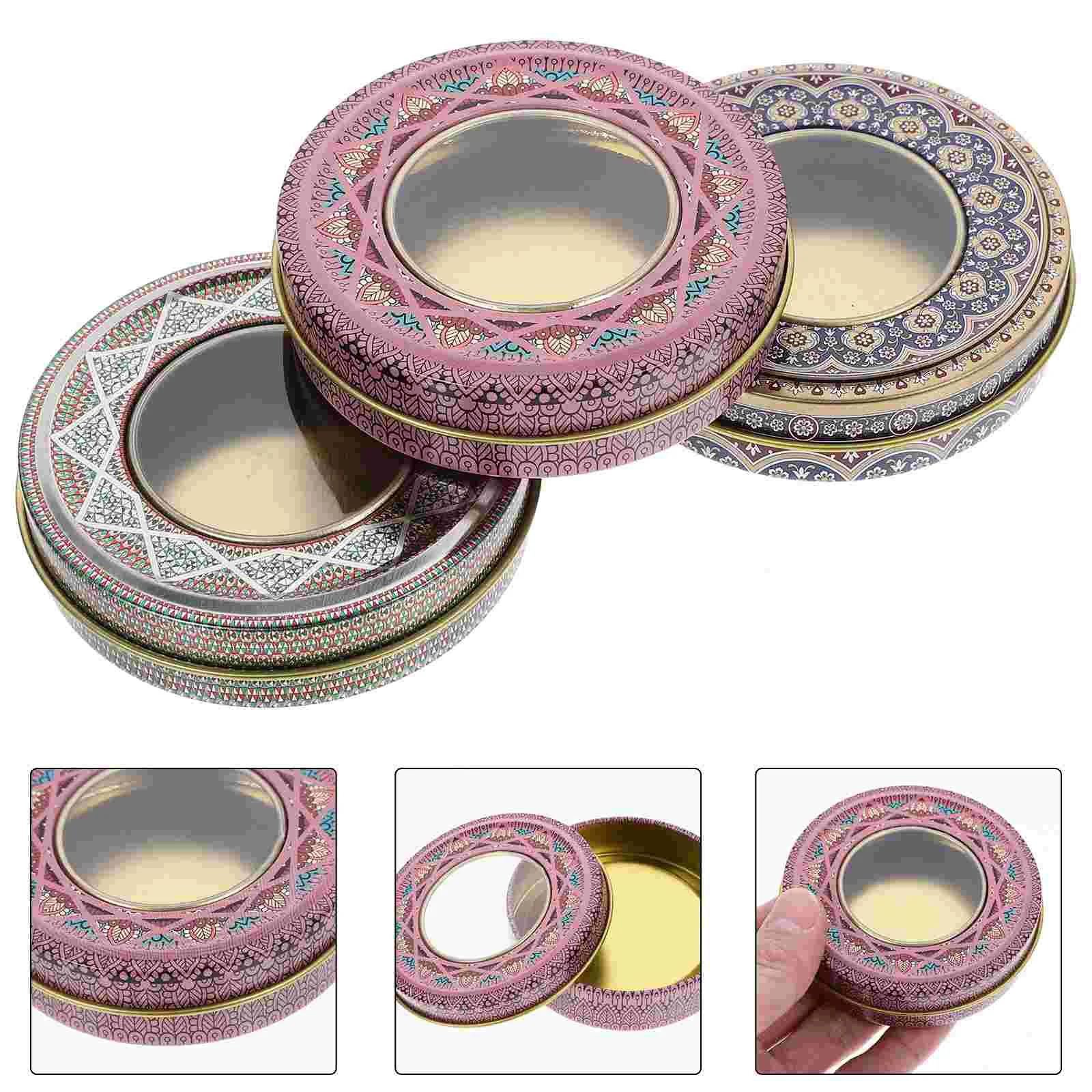 4Pcs Dried Storage Jars Small Round Boxes Wrapping Jars (Assorted Color) Storage Cans Storage Containers