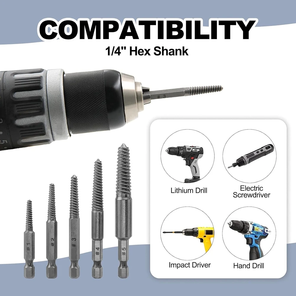 L33A_Screw Extractor Set، 10 قطع من مستخرج المسمار، 1/4 بوصة عرافة عرقوب كسر المسمار النازع، مزيل المسمار ومجموعة لقم النازع