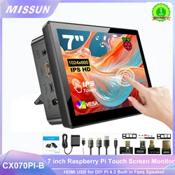 HOWENS-pantalla táctil LCD para Raspberry Pi 3 y 4, Monitor Industrial de 7 pulgadas, 1024x600, compatible con HDMI, tipo c, portátil, Pie 3/4