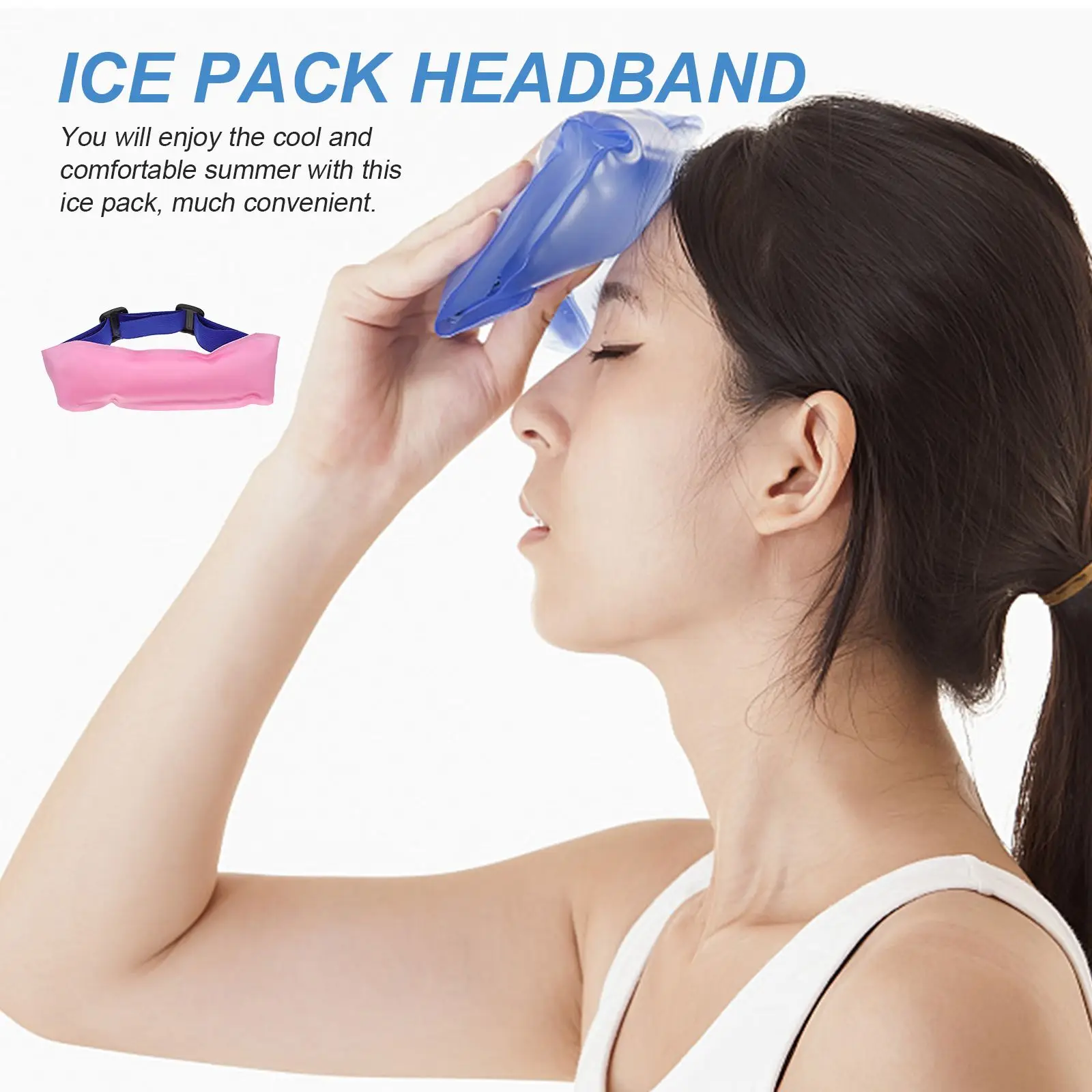 Ice Pack Wrap Cold Headache Gel Migraine Cooling Compress Hot Belt Pad Headband Relief Reusable Packs Adjustable Aid First