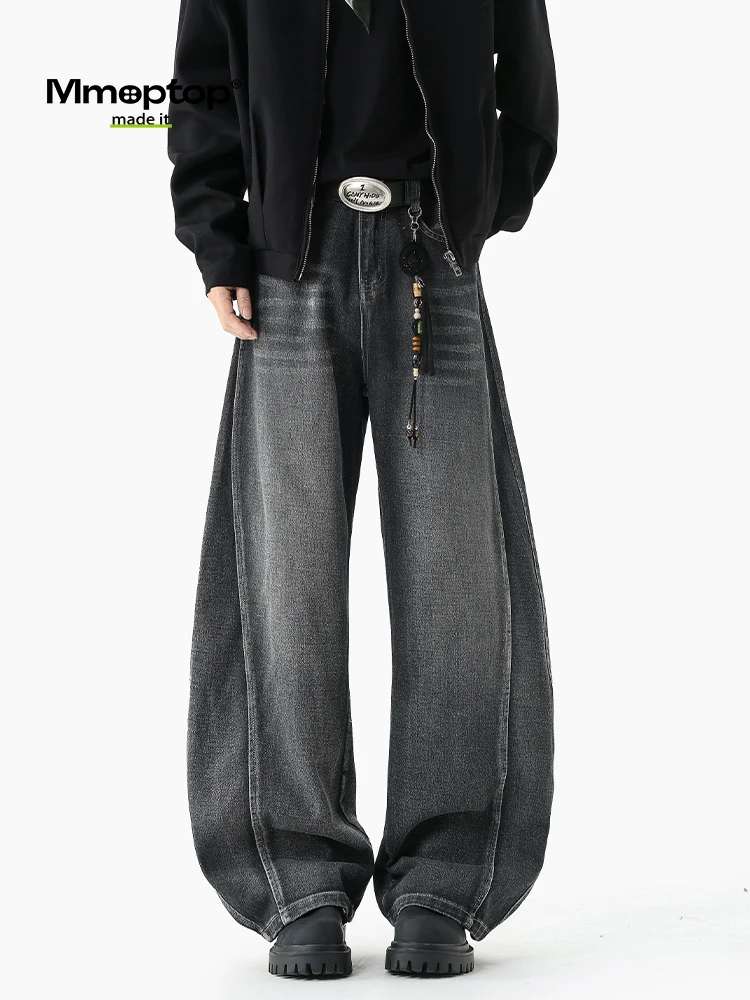 

MMOPTOP American Style Loose Wide Leg Men's Jeans Spring Summer New Casual Long Trousers Cotton Polyester Regenerated Fiber