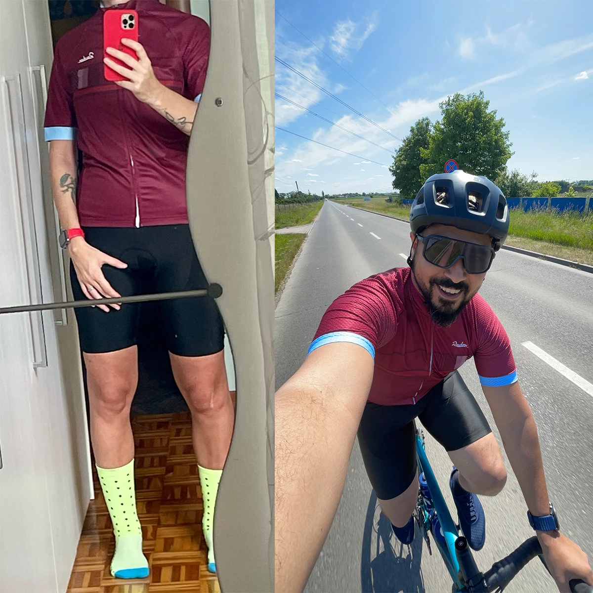 Raudax Herren-Klassik-Radtrikot in Schwarz, kurzärmelig, Rennshirt, Sommer-Radbekleidung, bequemes, atmungsaktives Radfahrer-Shirt – Detail 2