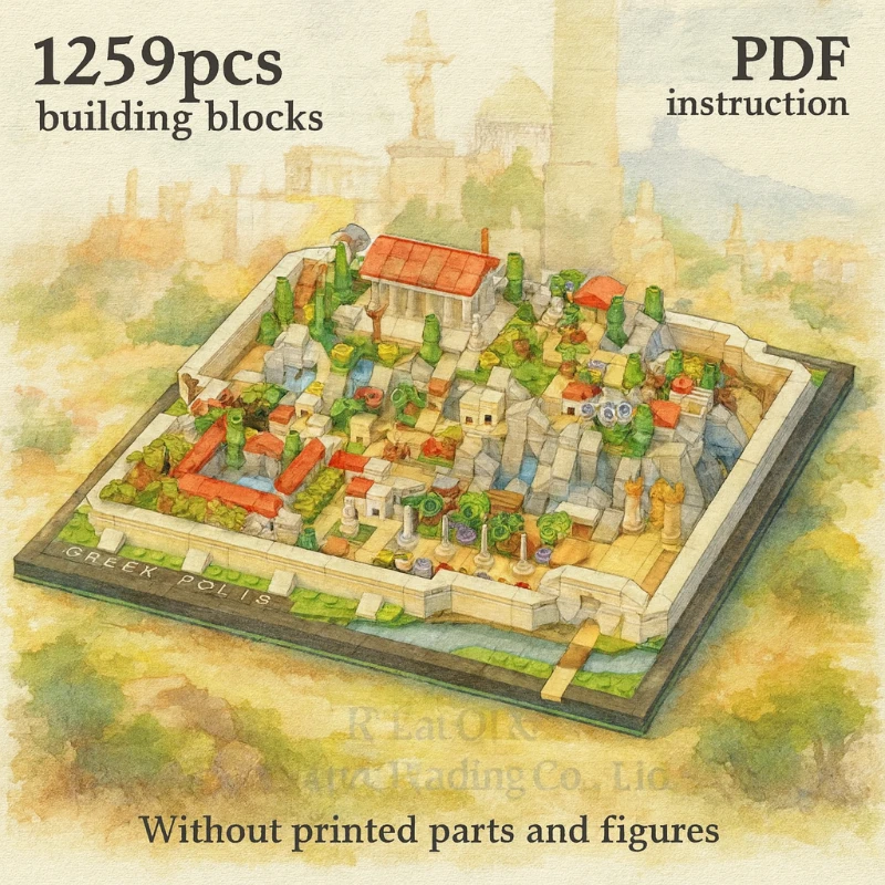 Modèle d'architecture jouets éducatifs Collection de cadeaux briques d'assemblage à monter soi-même ensemble de blocs de construction Polis grec ancien