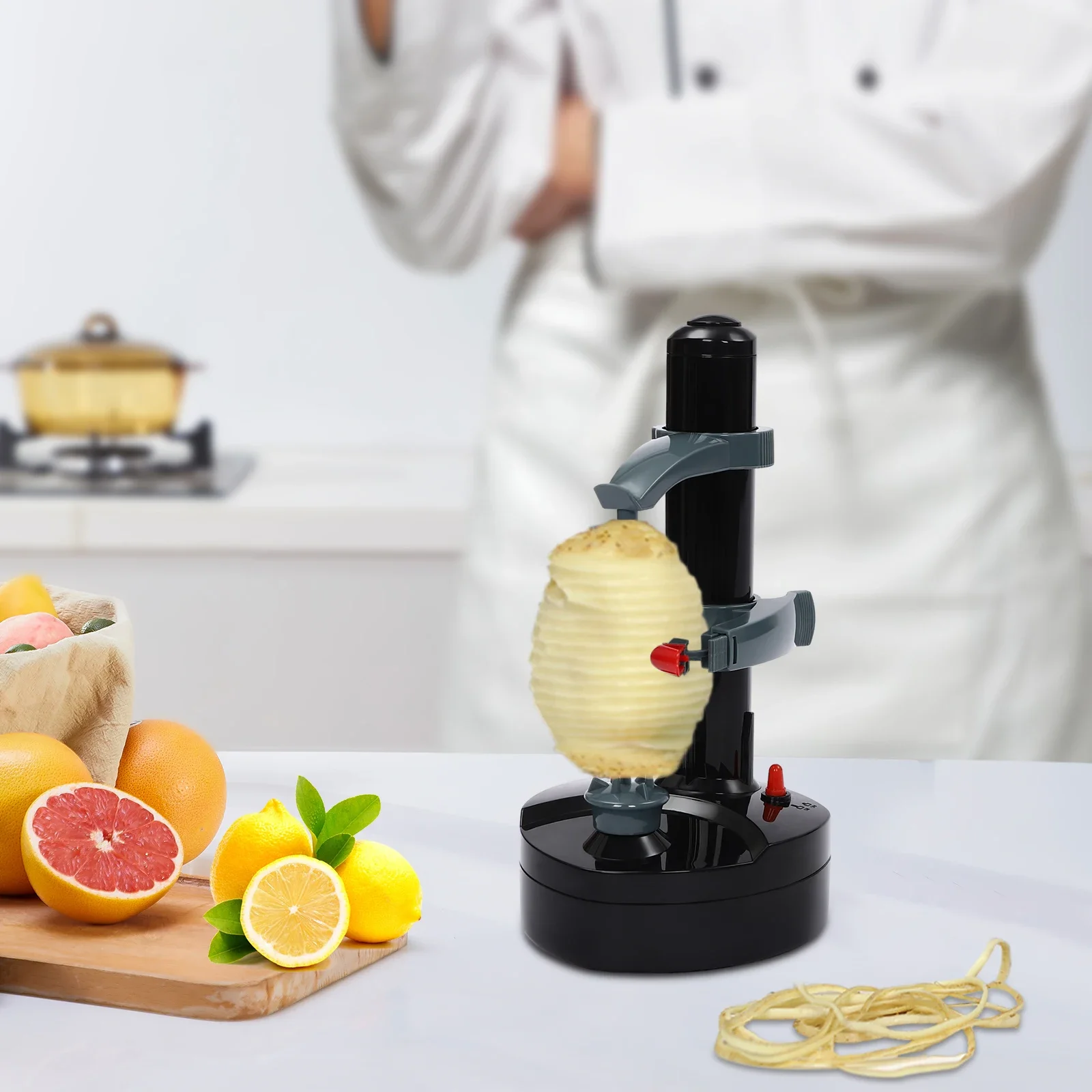 

Black Peeling Machine Electric Peeler For Vegetables Multi-function Fruit Potato Carrot Kitchen Automatic Rotating Peeling Tool