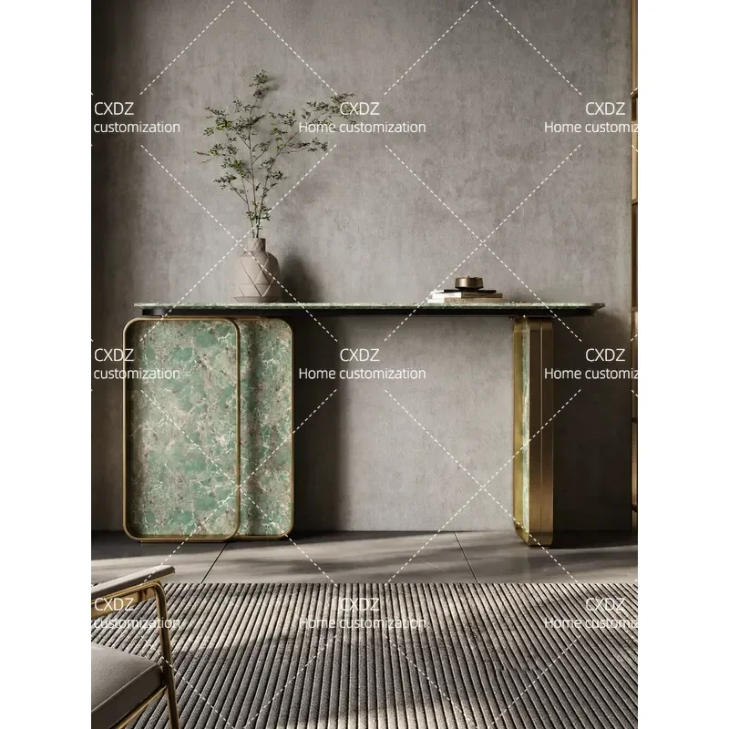 Modern Minimalist Entryway Cabinet with Sintered Stone Top Luxury Entrance Console Table for Living Room Hallway Wall Mounted