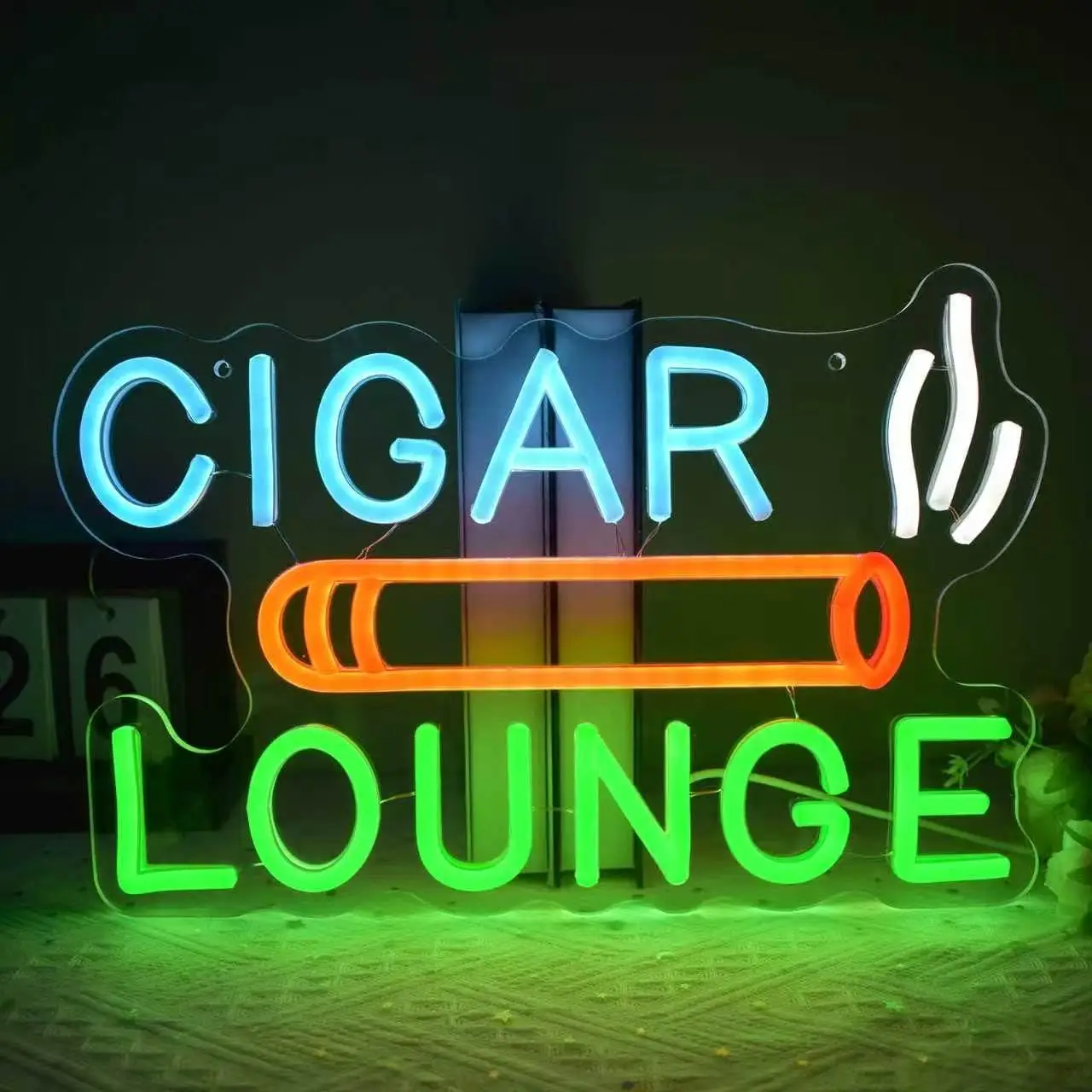 Cigar Lounge Neon Sign USB Dimmable LED Neon Lights for Cigar Bar Smoke Shop Man Cave Lounge Club Wall Decor Ambient Lighting