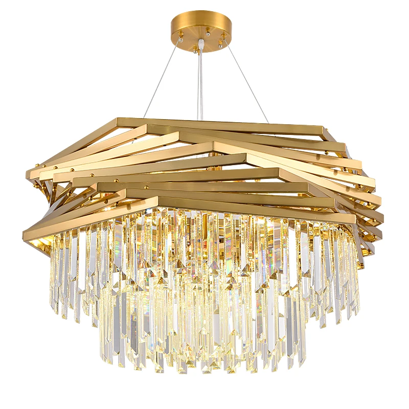 

Modern Crystal Chandeliers / Gold Luxury Ceiling Chandelier Fixture for Living Room Hotel Hall Decor Hanging Lamp