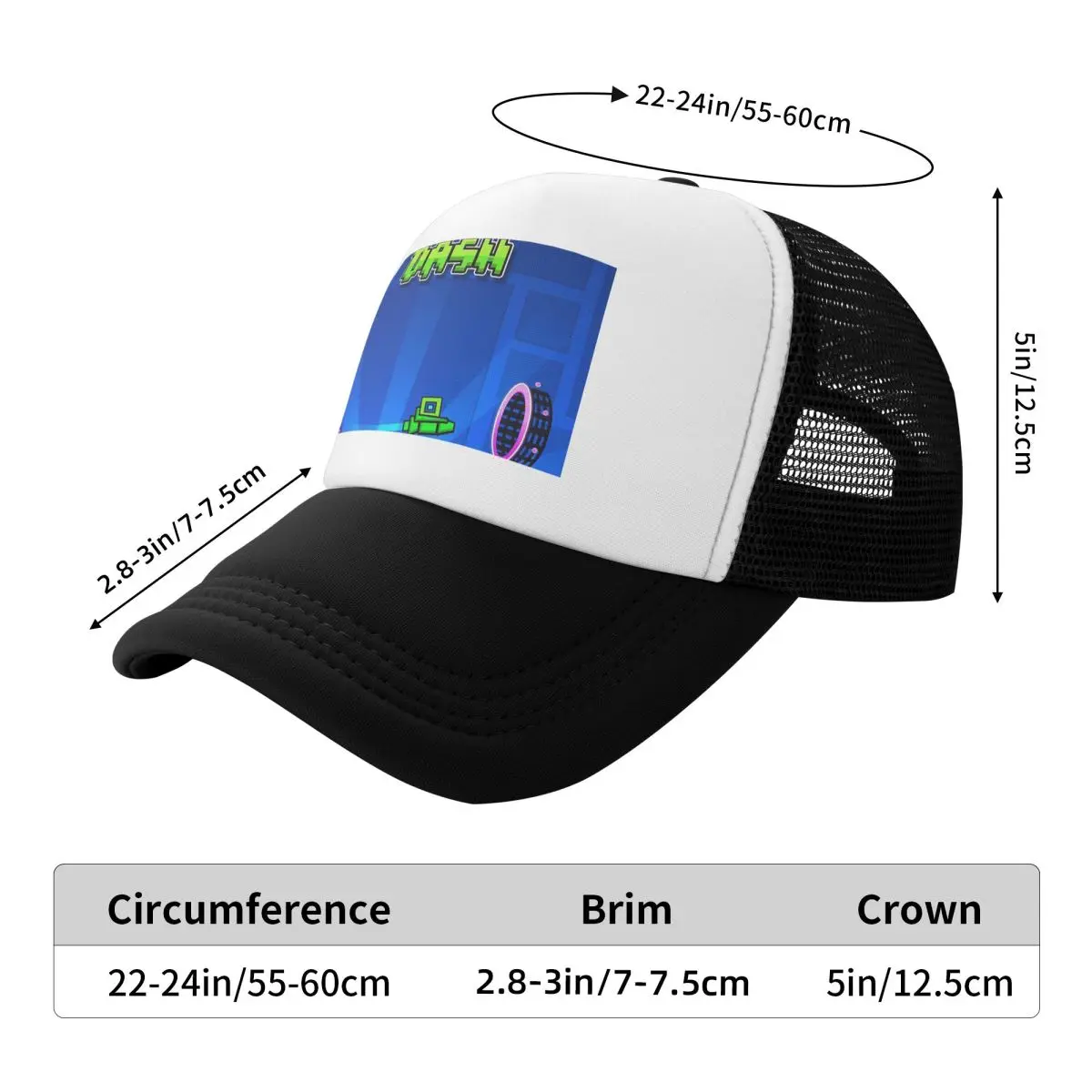 Video Game Geometry Dash (8) Cap Casual Mesh Baseball Caps Adjustable Hat Hip Hop Summer Unisex Baseball Hats
