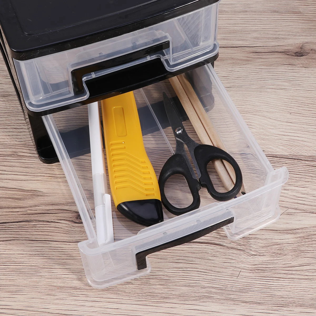 

Double Layer Drawer Type Storage Cabinet Premium Multi-Deck Plastic Organizer for Office Study Room Home Desktop Multifunction