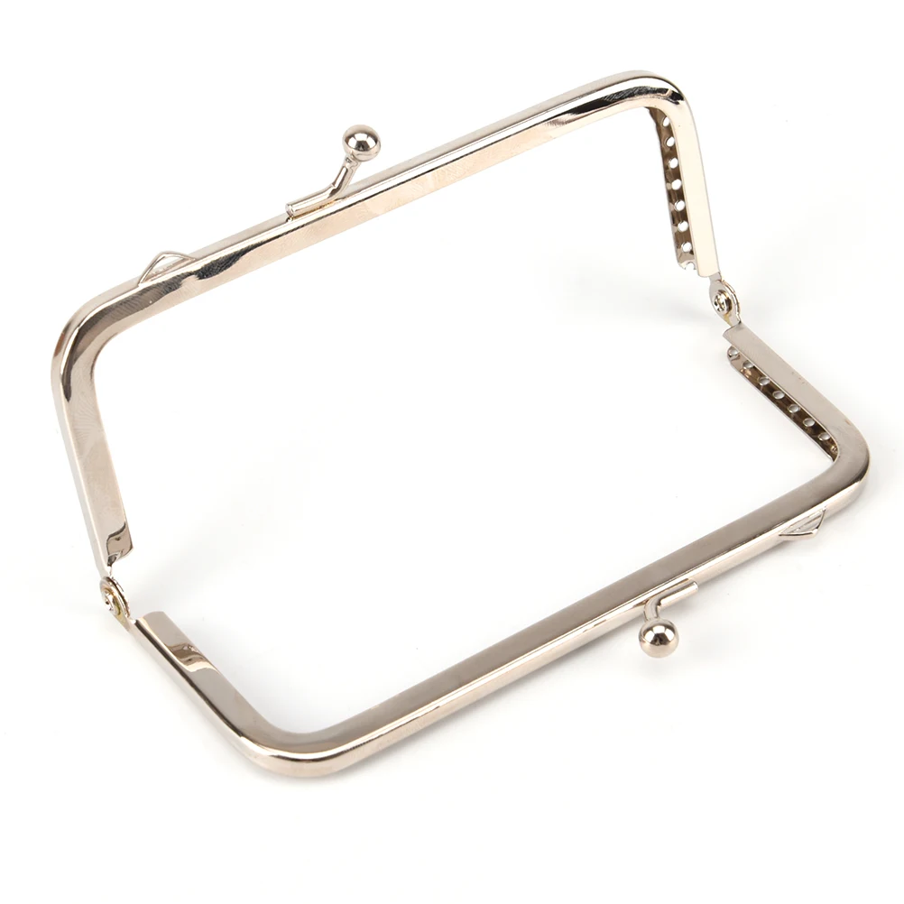 Retro Alloy Metal Bolsa Frame, saco de flor, DIY Craft Frame, beijo Fecho Bloqueio, prata, 1pc