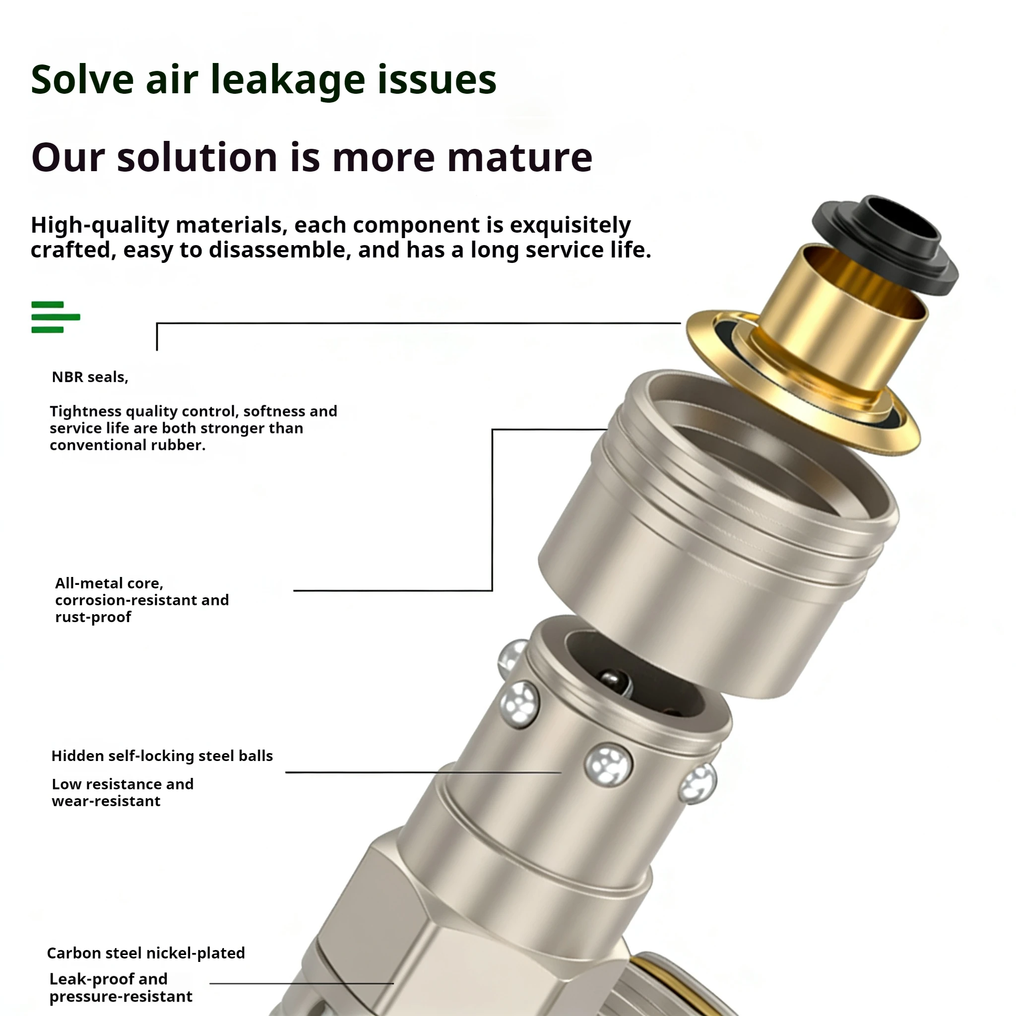 Air pipe joint, air gun, air compressor accessories, air valve, round two-way three-way, C-type self-locking quick connector
