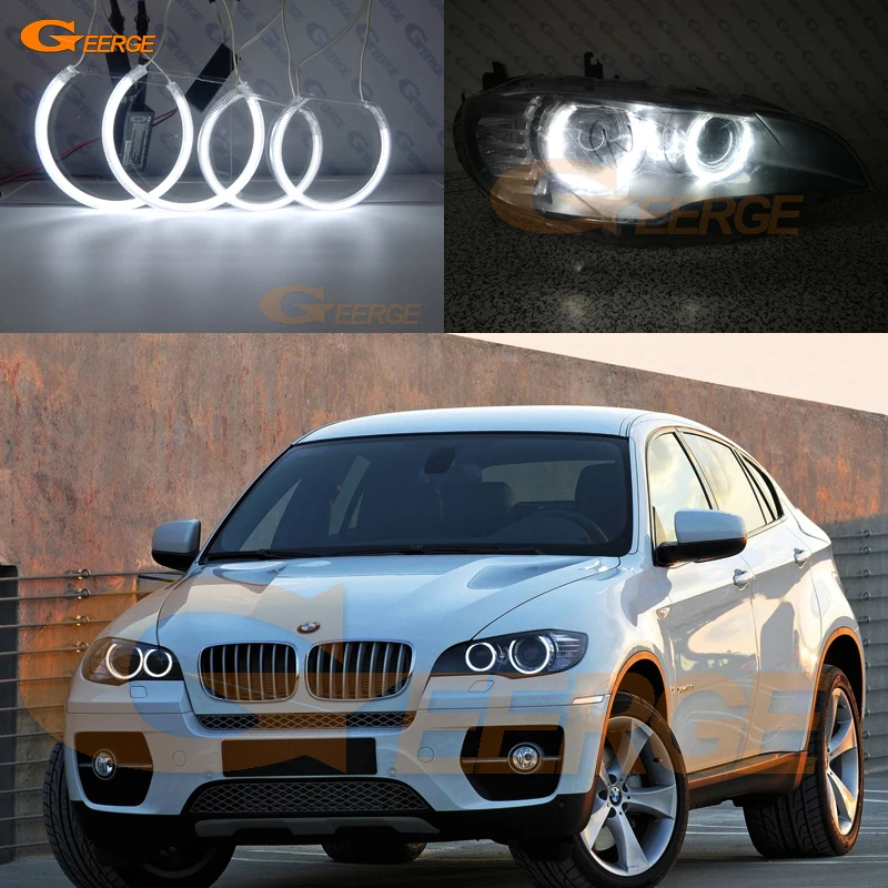 For BMW X6 E71 E72 X6M 2008-2014 Ultra Bright CCFL Angel Eyes Halo Rings Kit Car Accessories Day Light