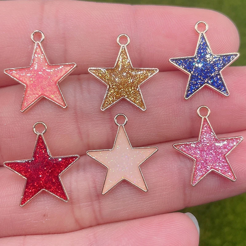 

16*18mm 20pcs Women Charm Luxury Necklace Pink Pendant DIY Making Bracelet Accessories Material Pentagram Jewelry Craft Supplies
