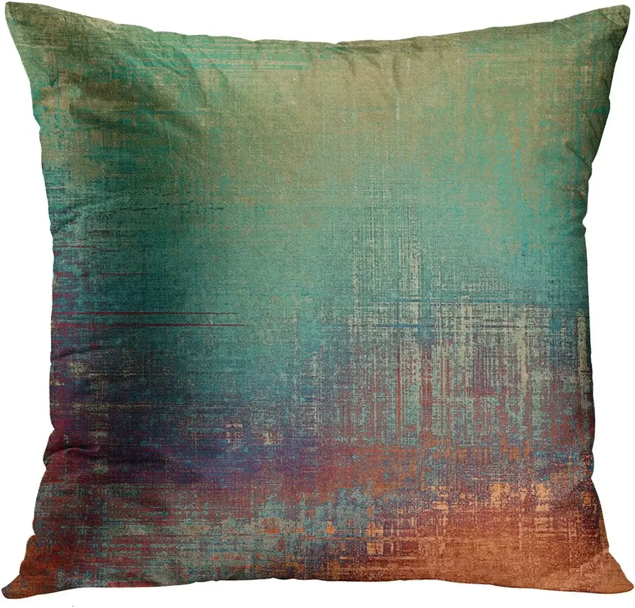 Throw Pillowcase Vintage Abstract Blue Green and Orange Decorative Pillowcase Home Decorative Shaped 45x45 Pillow Case