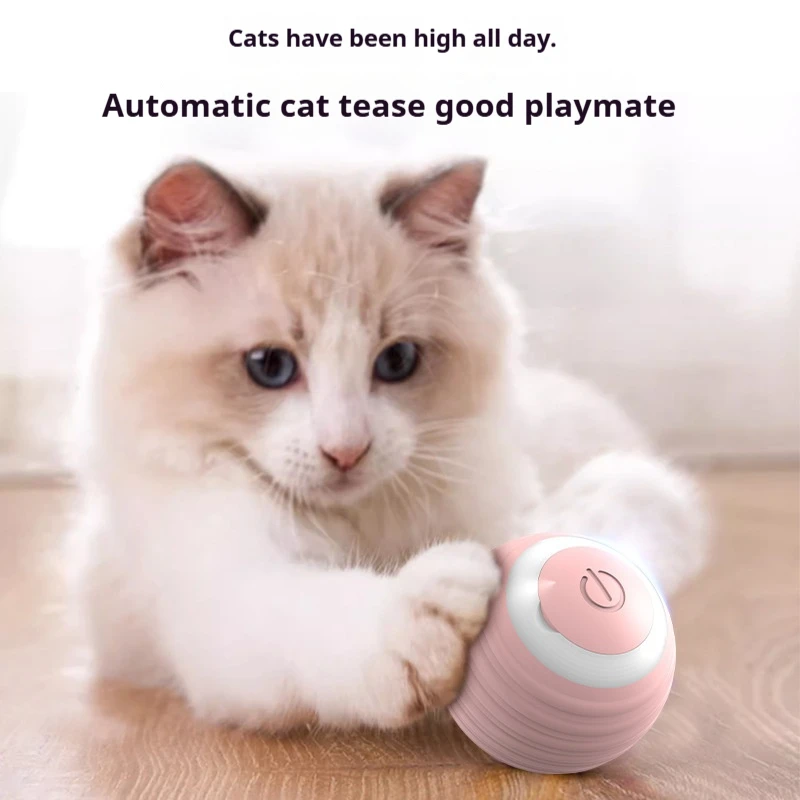 

Auto Smart Rolling Ball for Cats - Rechargeable Motion-Activated Teaser Toy, Self-Play Bouncing Ball with