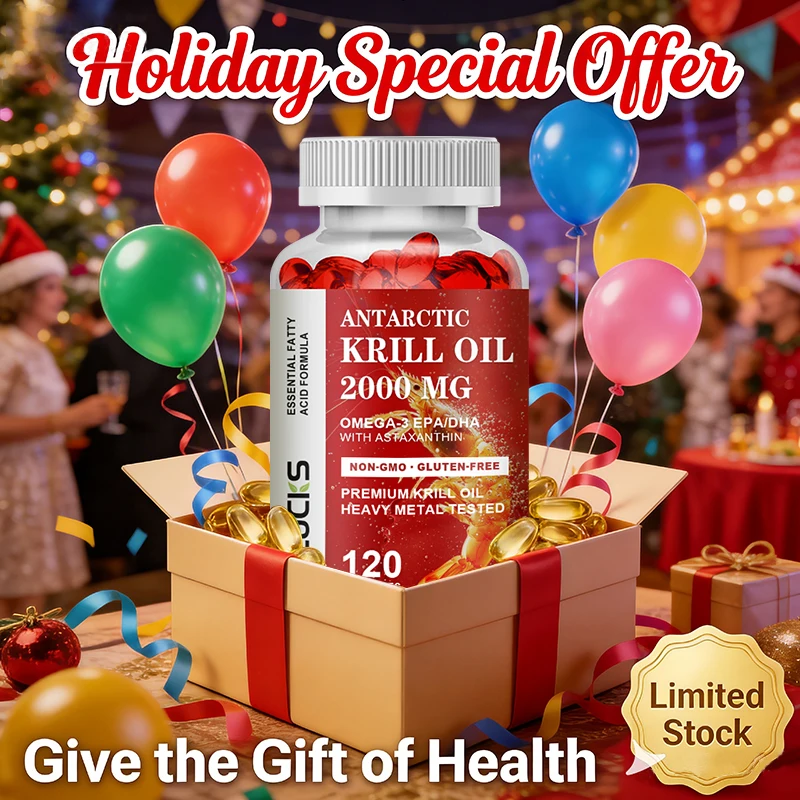 HOLUCKS Pure Krill Oil Supplement with Astaxanthin, Supports Cardiovascular Function, Eye Protection, Antioxidant, Healthy Aging