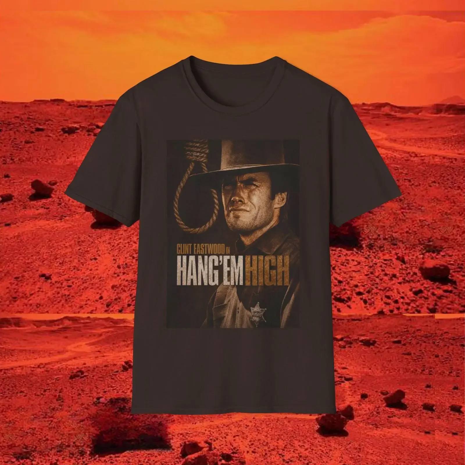 Clint Eastwood Hang 'Em High Vintage Western Movie T Shirt Classic Spaghetti Film For Cowboy Fans vintage Washed streetwear