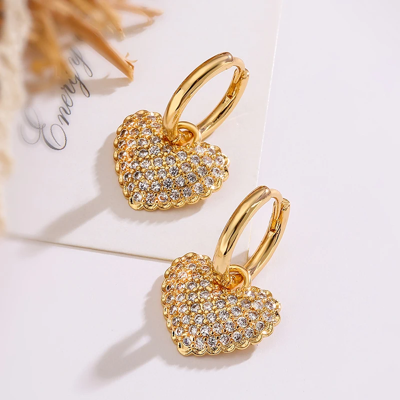GANPUP Exquisite Glänzende Zirkonia-Herz-Ohrhänger für Damen, Modische Neue Ohrschmuck-Geschenke für Partys – Detail 5
