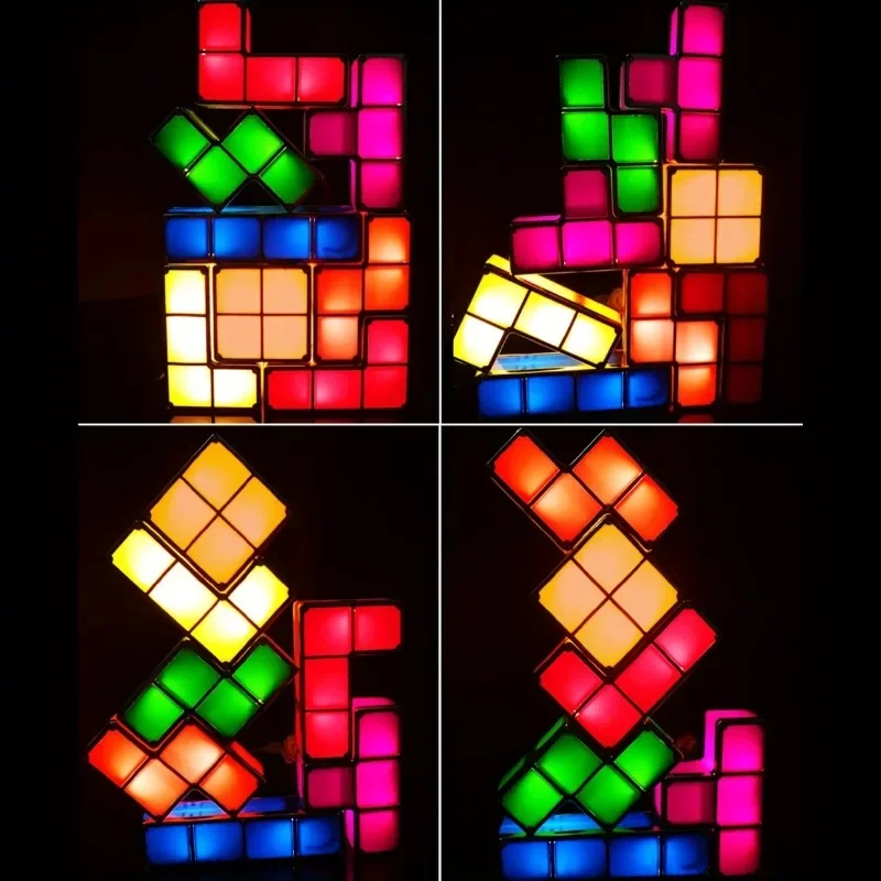 Lampada quadrata colorata 3D creativa fai da te Led lampada da tavolo giocattolo intelligente a emissione di luce camera da letto Puzzle atmosfera