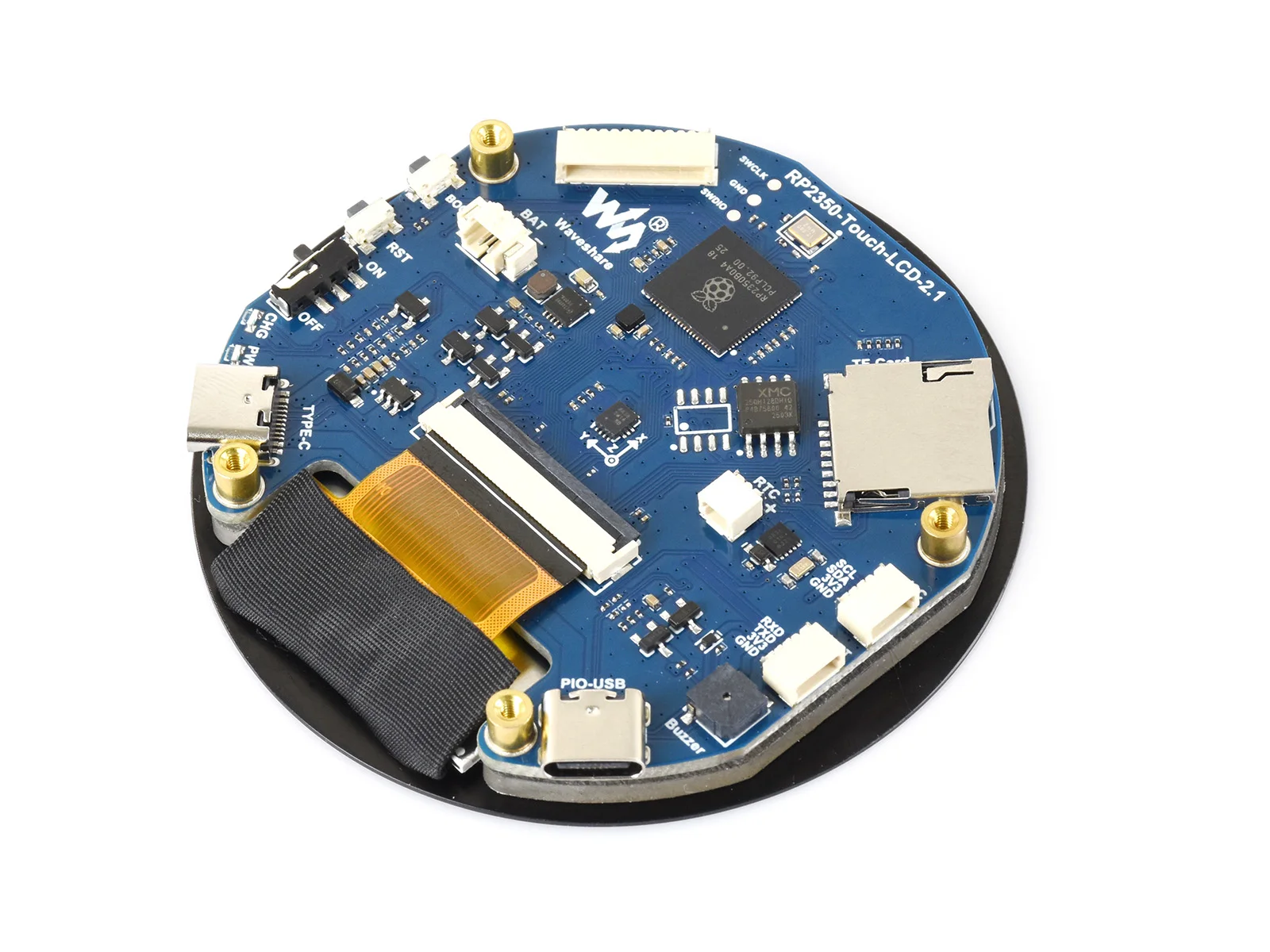 Placa de desenvolvimento de display redondo de toque capacitivo RP2350 de 2,1 polegadas, display de painel IPS 480 × 480, cor 65K