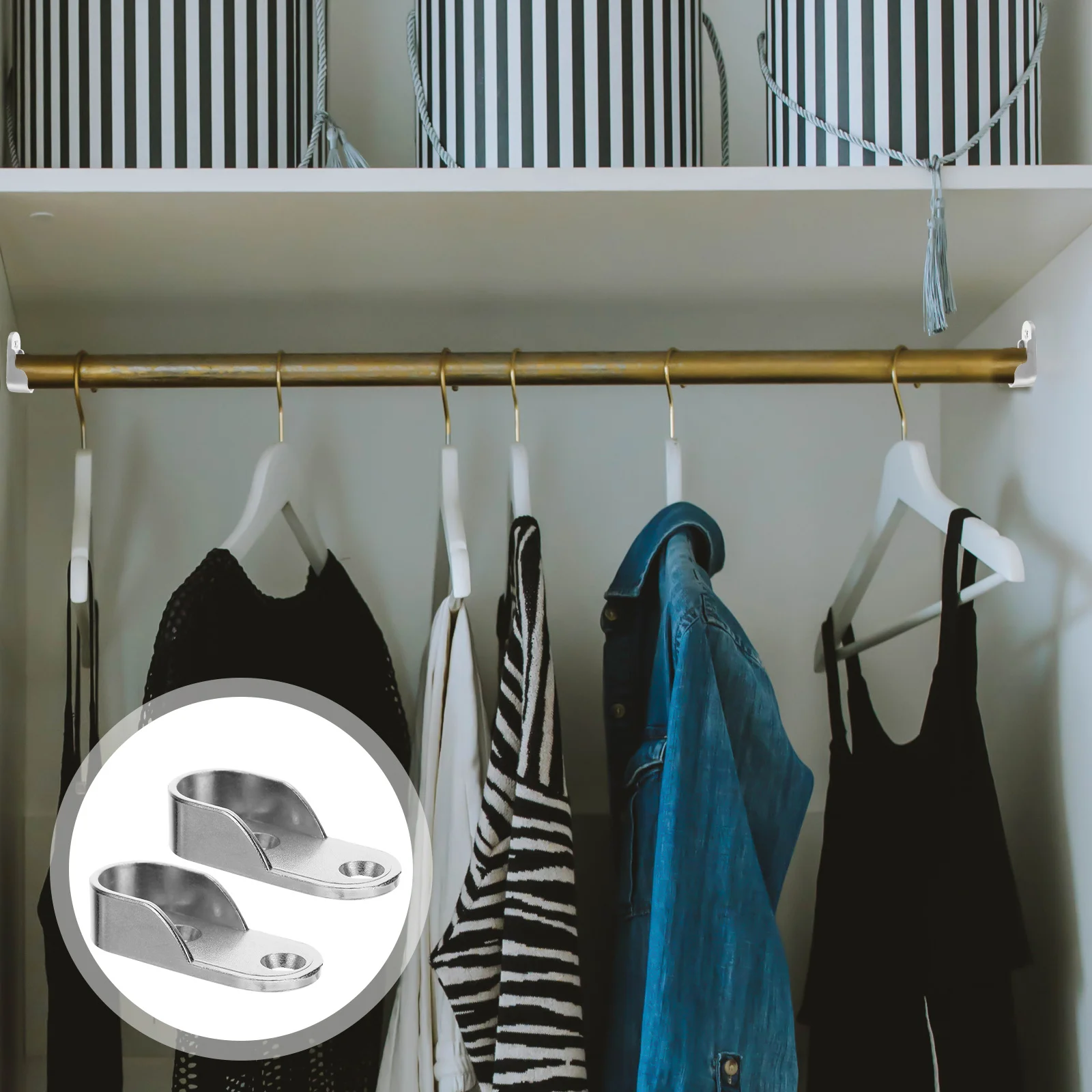 

12Pcs Wardrobe Closet Pole Holder Iron Material No Fading Simple Structure Strong Load Bearing Closet Pole Socket