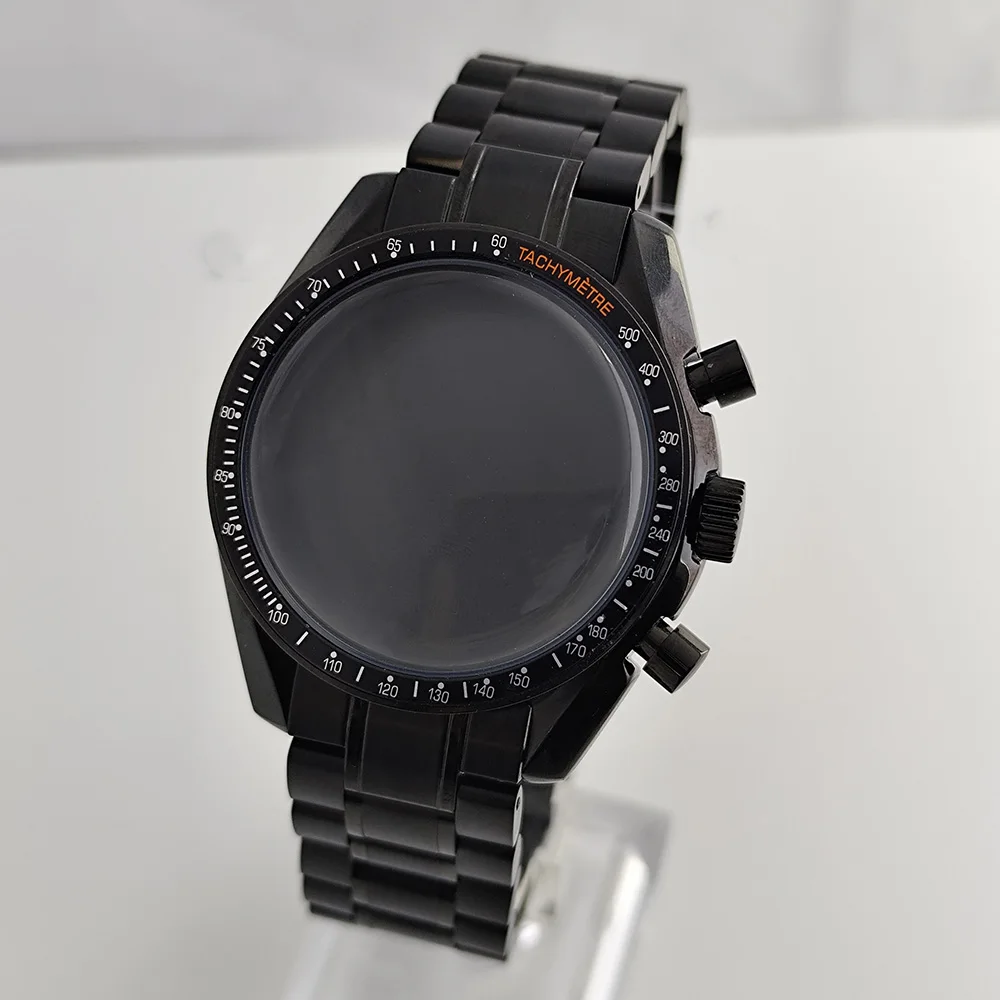 Cassa VK63 da uomo VK64case Cinturino in acciaio inossidabile da 20 mm Adatto per movimento VK63 VK64 Quadrante da 32,5 mm Cassa nera da 39,7 mm