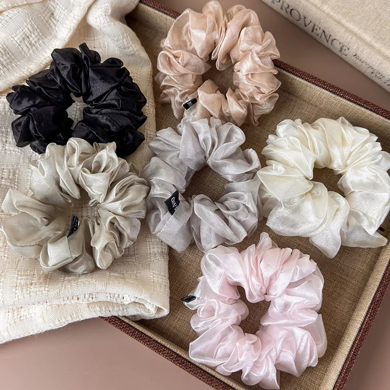 Sheer Pearl-Effect Hair Tie, Multi-Color, Soft and Feminine Style, Small Size, Simple Hair Accessory for Work and Everyday Use