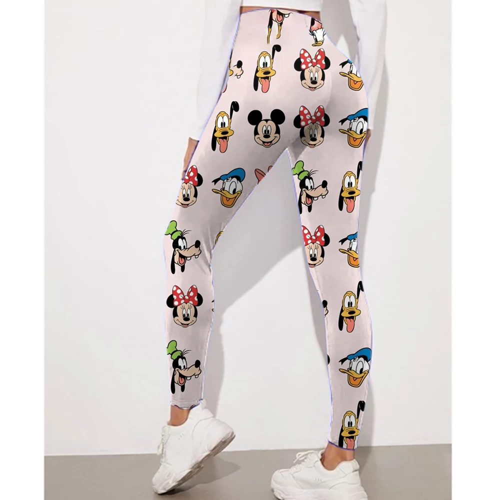 Disney Mickey Mouse Minnie Print Slim-Fit elastische Taille Strumpfhosen Damen Casual Leggings tägliche Arbeit Reisekleidung