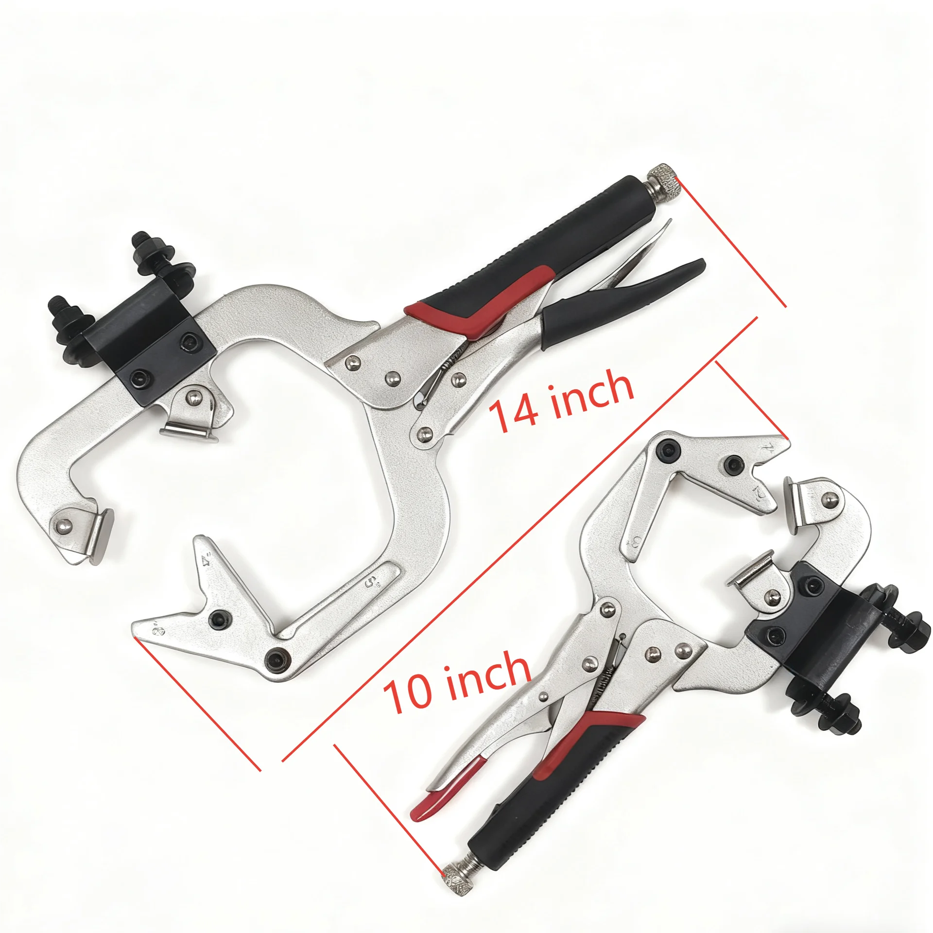 14in 10in Adjustable Spindle Welding Clamp Chromium-Vanadium Steel Cushioned Grip Handle Adjustable Spindle Locking Plier,2pc