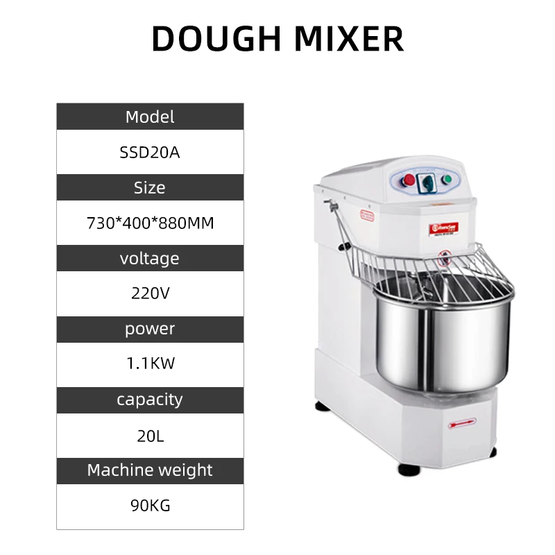 Industrial Bakery Spiral Mixer Machine for Pizza Dough & Bread 20L-260L Flour Volumes New Condition Water-Base Ingredients