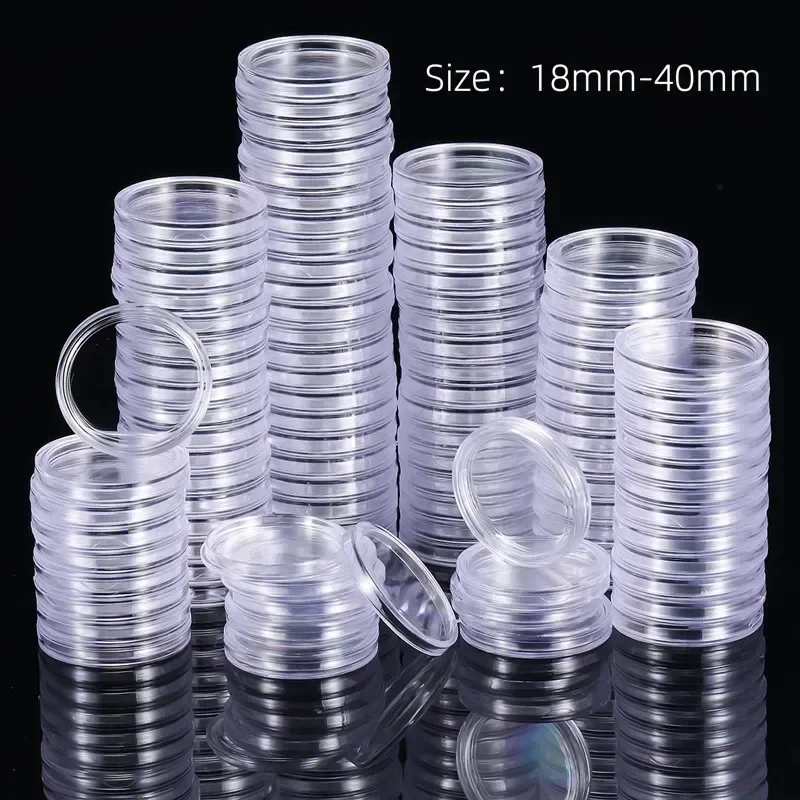 10/20 Pcs 18-40mm Transparent Plastic Coin Capsules Coin Storage Capsules Protective Case Coin Storage Case Collector Case