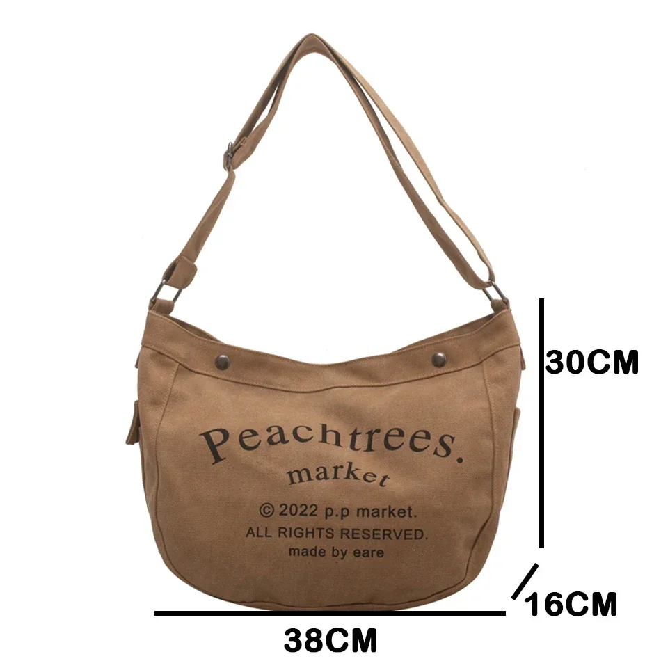 Fashion Trends Designer Large Capacity Canvas Shoulder Bags for Women 2024 Handbags and Purse Female Casual Totes Postmen Bags