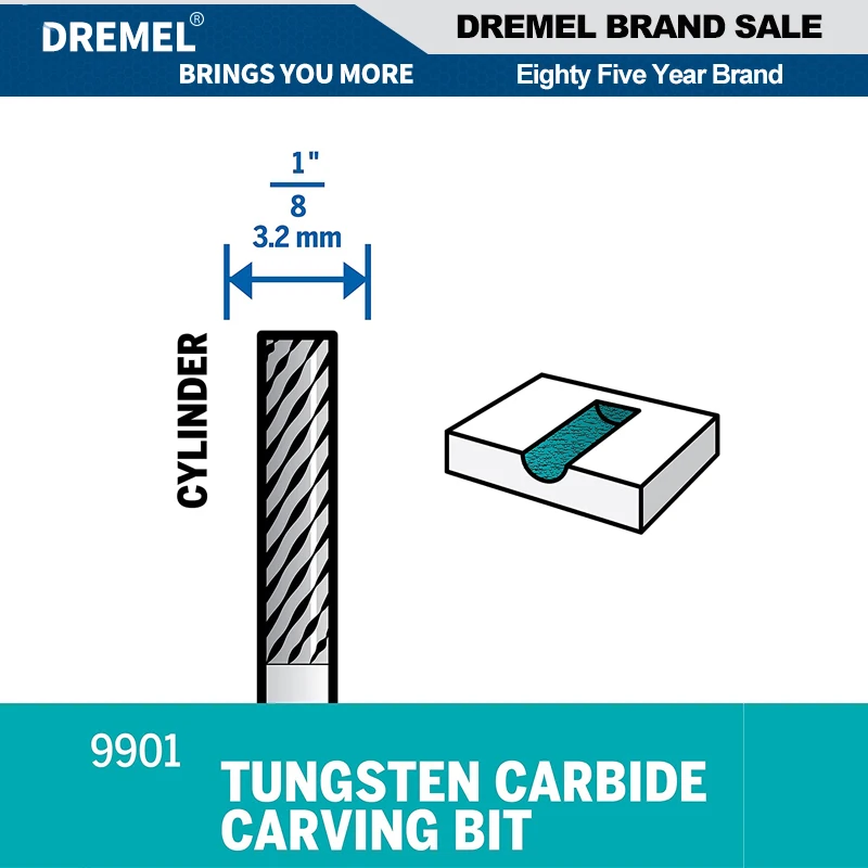 Dremel 9901 Tungsten Carbide Carving Bits for Metals Fired Ceramics Plastics Wood Shaping Hollowing Grooving Slotting Inlaying