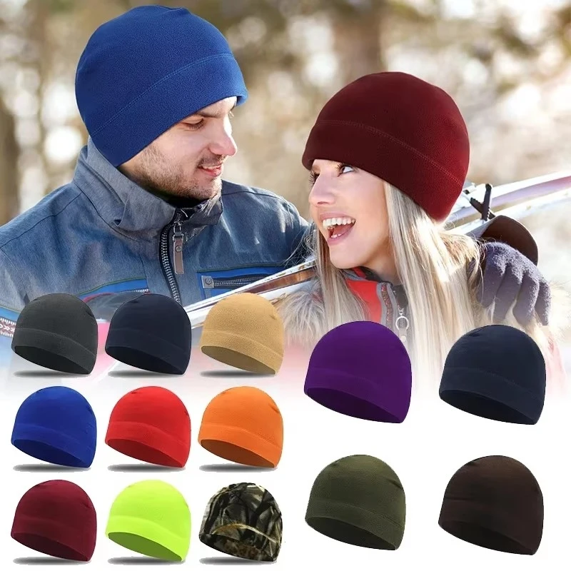 

1/2Pcs Windproof Women Men Polar Fleece Warm Beanie Hat Cap Male Lady Autumn Winter Soft Comfortable Ski Cycling Cap Hat