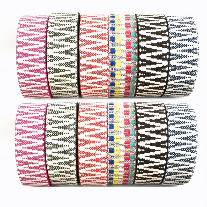 

2/5Yards 38mm Jacquard Nylon Webbing Tapes 2mm Thick Ethric Canvas Ribbon Strap Clothes Decorative Braid Bias Sewing Sling Trims
