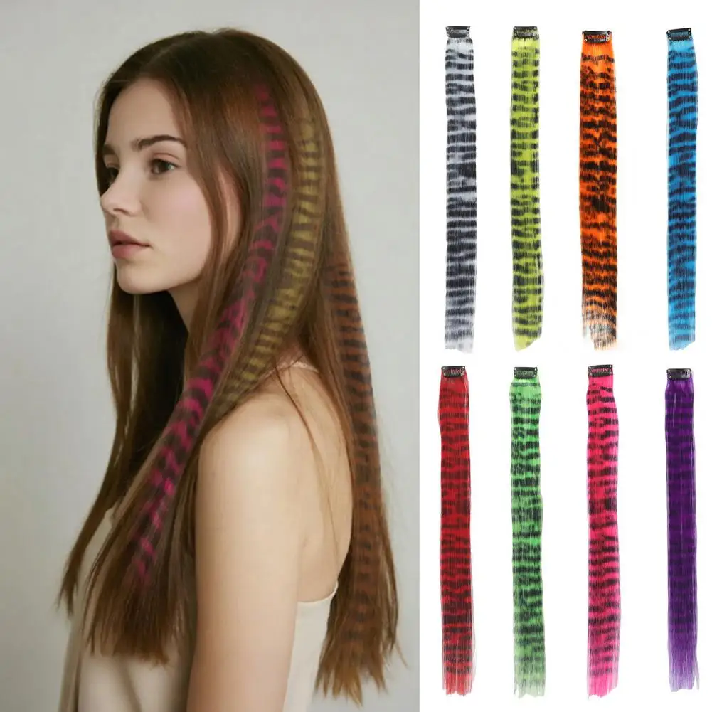 45 センチメートル女性クリップインアライグマの尾ヘアエクステンション耐熱ナチュラルルックロングストレート合成ストライププリントヘアピースウィッグ