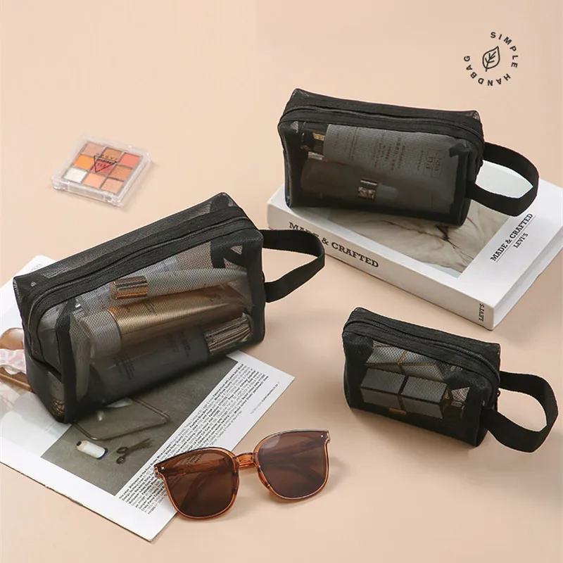 1/3pcs Thickened Mesh Makeup Brushes Storage Bag Nylon Breathable Cosmetic Tools Organizer Bag Large Capacity Cosmetic Organizer