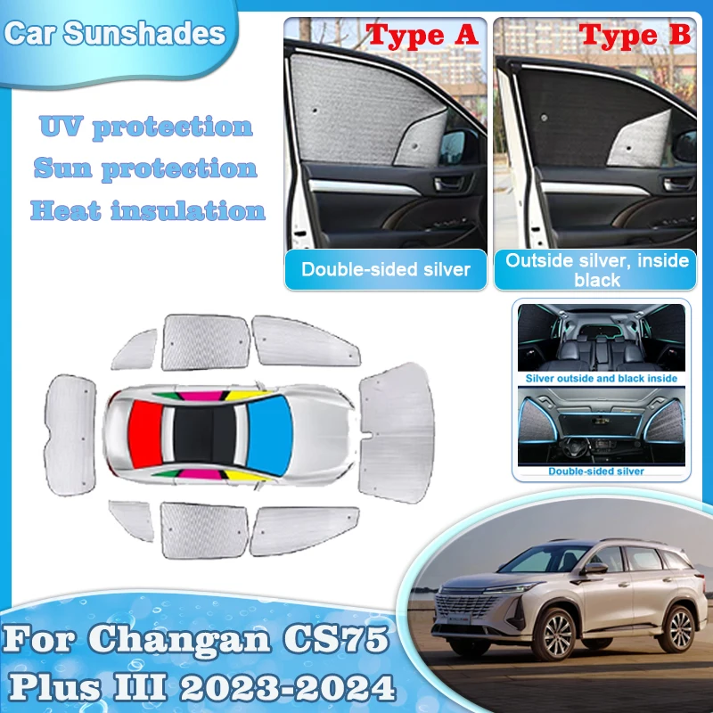 

Автомобильный солнцезащитный козырек для Changan CS75 Plus III, аксессуары 2024 2023, солнцезащитные козырьки, лобовое стекло, боковые шторки, защита от ультрафиолета