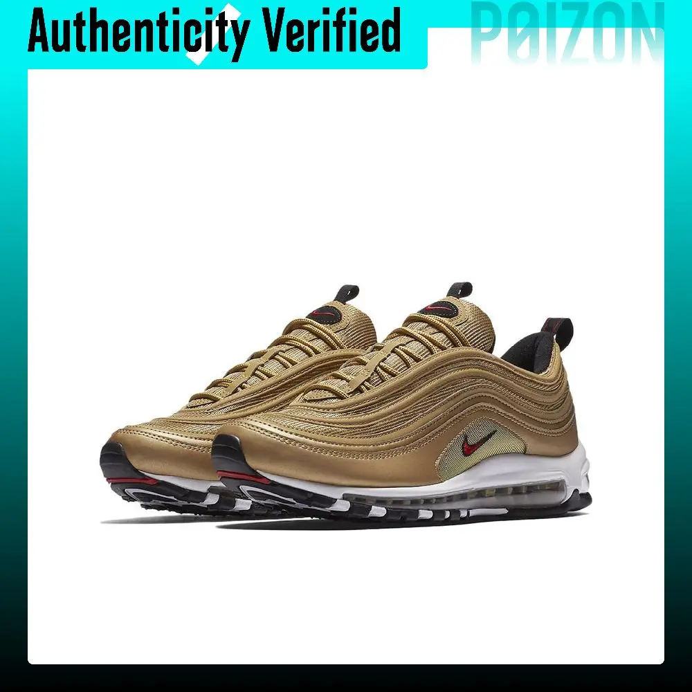 Zapatillas de running Nike Air Max 97 para hombre, modelo de caña baja, color dorado y rojo, DM0028-700.