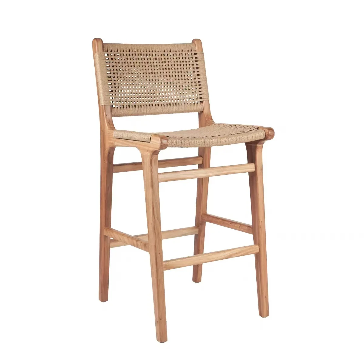 #High bar chair, solid wood rope chair, homestay bar, cafe, home back chair
