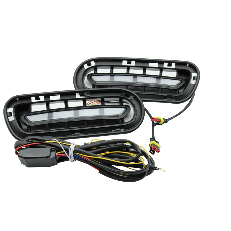 1Pair for Kia Stinger 2018-2022 Car DRL Daytime Running Lights LED Turn Signals Two Functions Front BumperFog Lamps